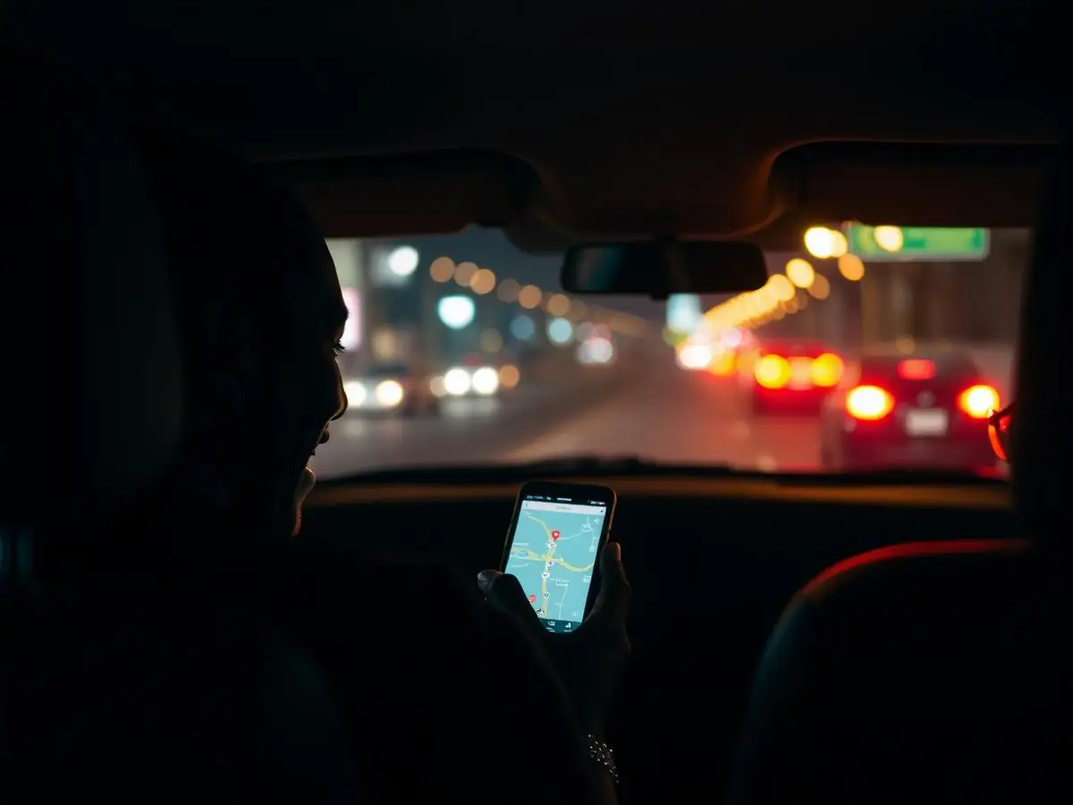 Viagem nocturna com Tsemba Ride numa avenida de Maputo